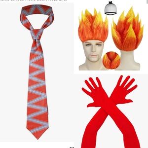 Inside Out Anger Costume Accessories. Red and Orange Flame Costume Set